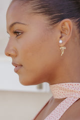 Stella Bow Earrings - Gold/Pearl