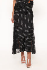 Ailbhe Lace Skirt - Black Polka Dot