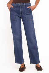Amara Utility Pocket Straight Jean - Dark Wash