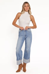 Just Black Cuffed Wide Leg Jean - Medium