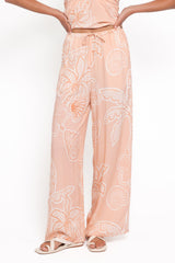 Lira Tie Waist Pant - Peach Floral
