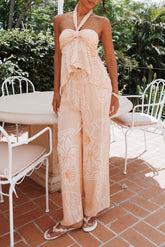 Lira Tie Waist Pant - Peach Floral