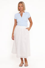 Sinead Eyelet Maxi Skirt - White