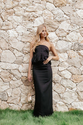 Ursa Fitted Column Skirt - Black