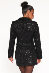 Valentina Tweed Sequins Mini Skirt - Black