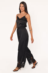 Viola Drawstring Wide Leg Pant - Black