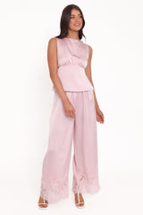 Viola Drawstring Wide Leg Pant - Pale Pink