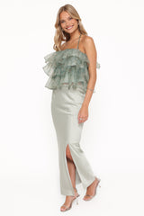 Viviana Fitted Column Skirt - Mint Green