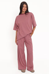 Wilda Knit Pant - Pink Red Stripe