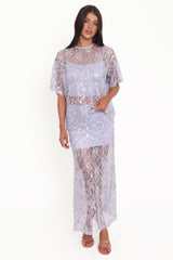 Yonder Sheer Panel Lace Maxi Skirt - Purple