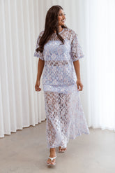 Yonder Sheer Panel Lace Maxi Skirt - Purple