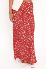 Zoella Maxi Skirt - Red Floral