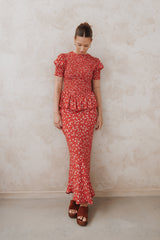 Zoella Maxi Skirt - Red Floral