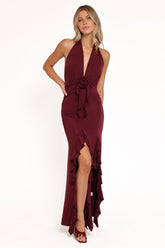 Leowna Halterneck Maxi Dress - Burgundy