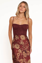 Shakira Midi Dress - Bronzed Merlot