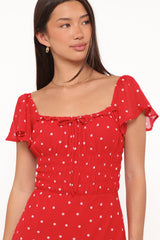 Sherrie Maxi Dress - Red Polka Dot