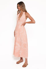 Sierra Wrap Midi Dress - Peach Floral