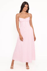 Tilbury Midi Dress - Pink Gingham