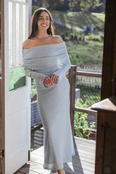 Wilma Off Shoulder Dress - Blue