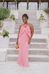 Zorina Halterneck Maxi Dress - Coral