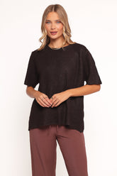 Morris Short Sleeve Oversized Sweater Tee - Dark Chocolate
