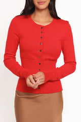 Walsh Scalloped Cardigan - Red