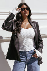 Jamie Faux Leather Blazer - Black