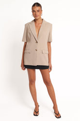 Nora Short Sleeve Blazer - Beige