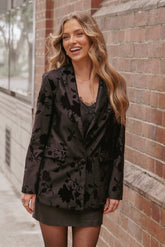 Ollie Burnout Blazer - Black Velvet