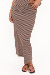 Adeline Two Piece Set - Brown/Cream Stripe