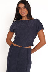 Aria Maxi Skirt Set - Denim Blue