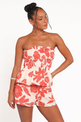 Luna Short Set - Red Floral