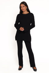 Silvie Long Sleeve Knitted Set - Black