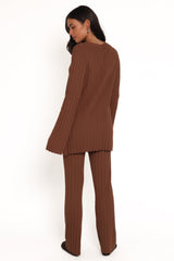 Silvie Long Sleeve Knitted Set - Chocolate