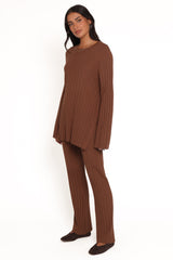 Silvie Long Sleeve Knitted Set - Chocolate