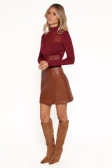 Kingsley Mesh Long Sleeve Bodysuit - Merlot