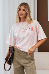 Marly Je T'Aime Tee - Pink Stripe