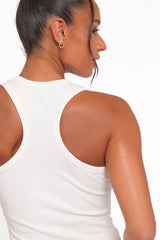 Miles Racerback Rib Knit Tank Top - White