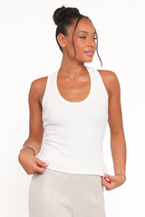 Miles Racerback Rib Knit Tank Top - White