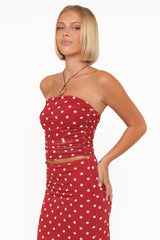 Tullia Strapless Top - Red Polka Dot