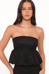 Ursa Peplum Top - Black
