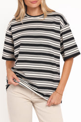 Zestora Tee - Black Ivory Stripe