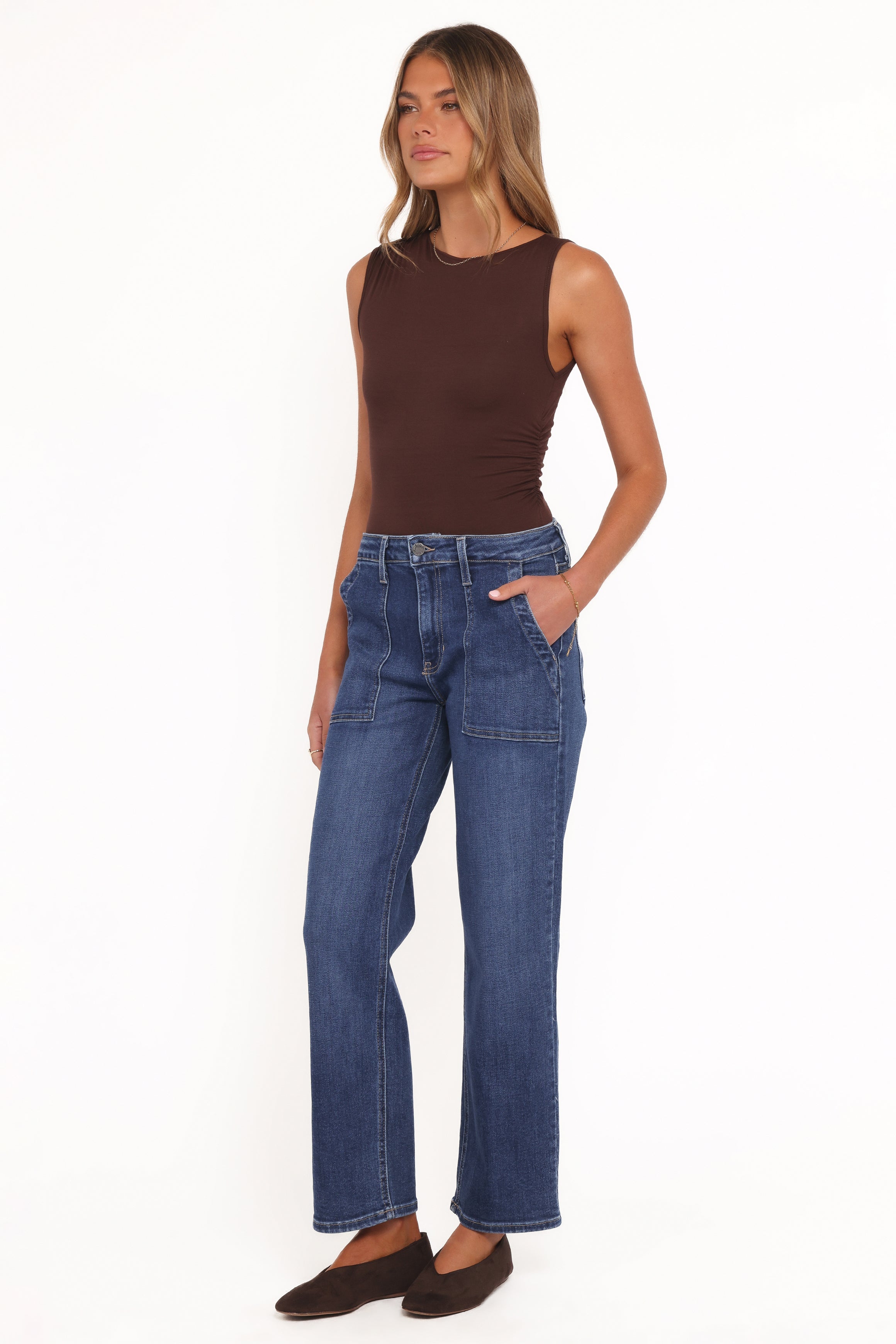 Amara Utility Pocket Straight Jean - Dark Wash