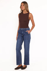 Amara Utility Pocket Straight Jean - Dark Wash