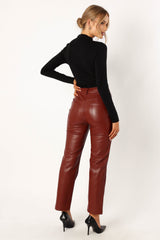 Maverick Vegan Leather Pants - Merlot