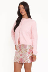 Myah Brocade Mini Skirt - Pink Floral