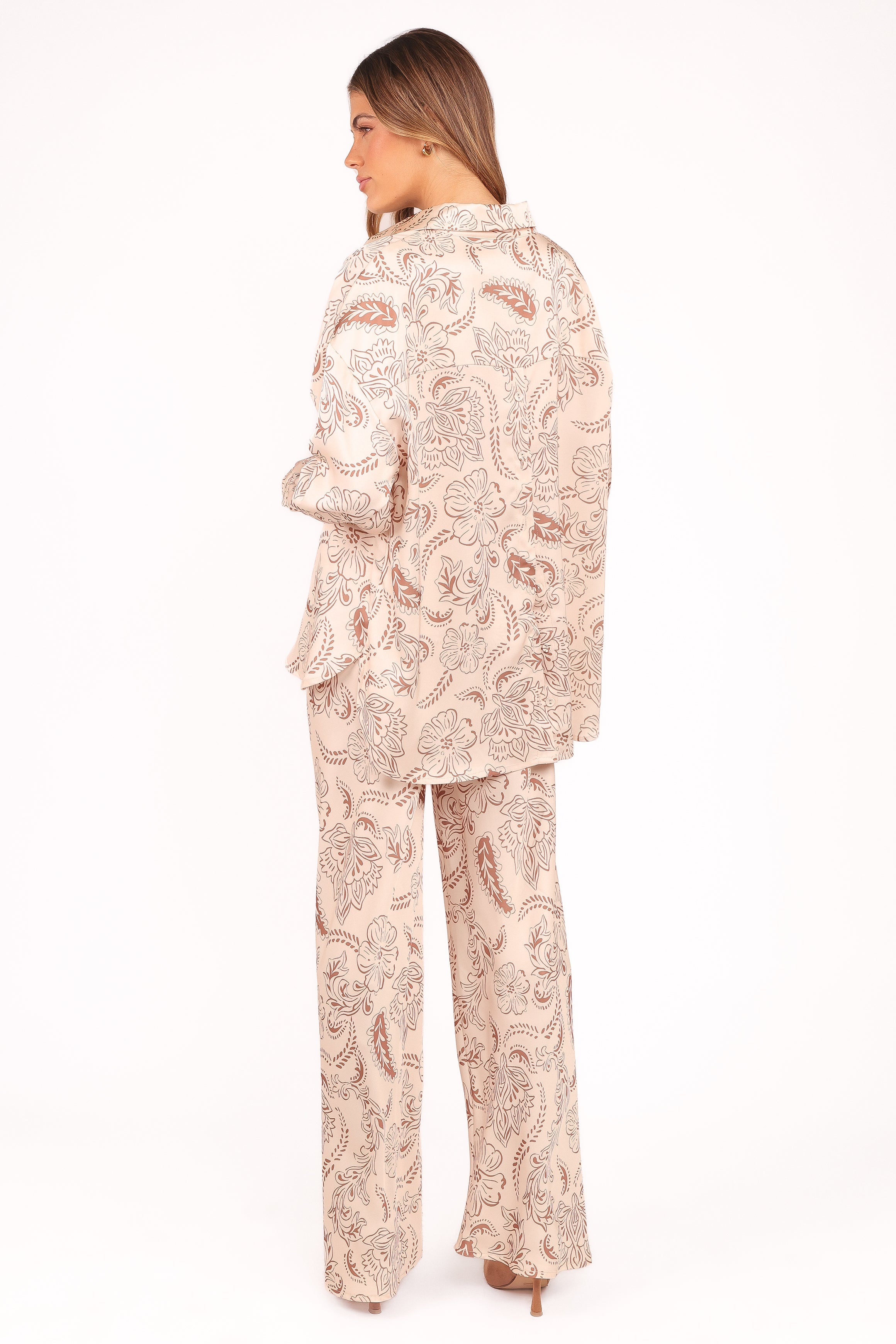 Rosalie Satin Pant - Brown Paisley