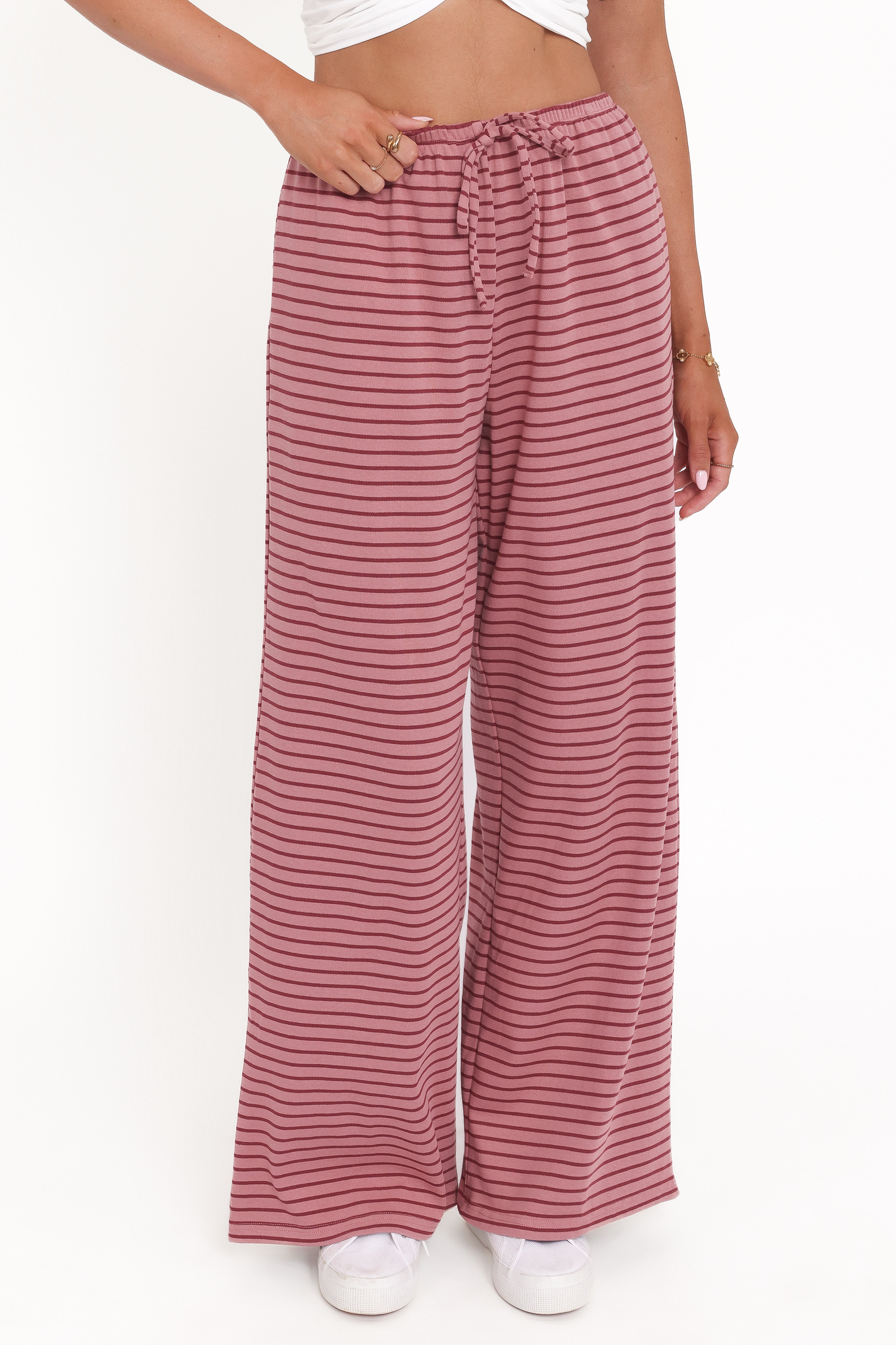 Wilda Knit Pant - Pink Red Stripe