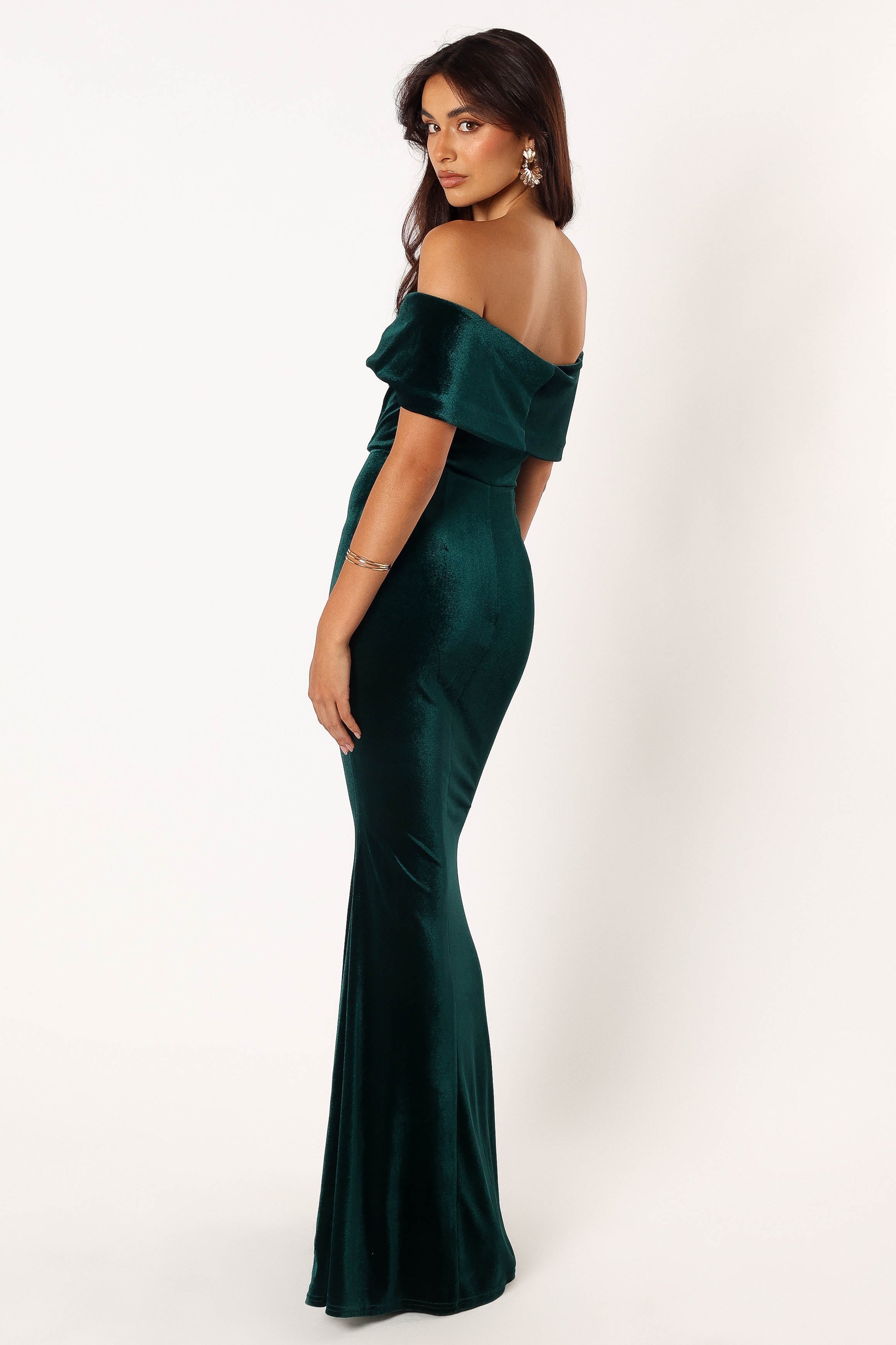 Adair Off Shoulder Maxi Dress - Emerald Green