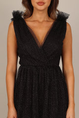 Asteria Tulle Tiered Maxi Dress - Black Sparkle